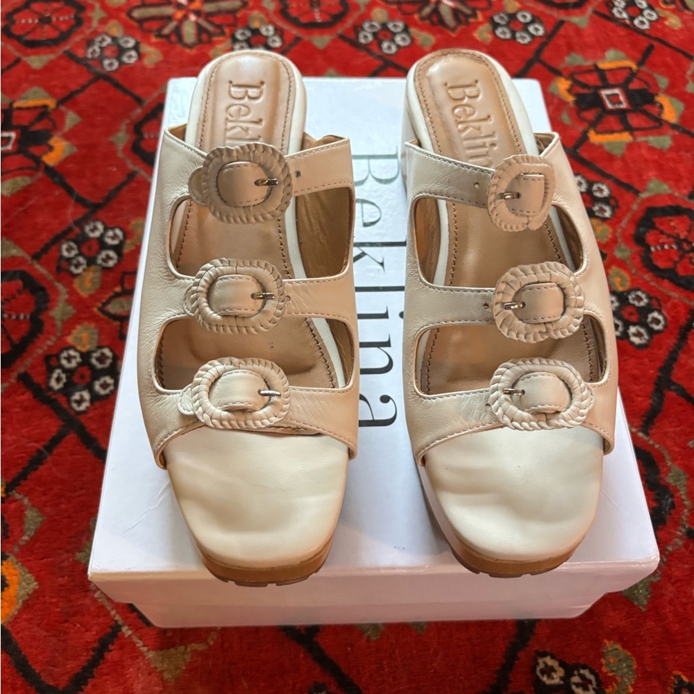 Off White Buckle Clog Sandal